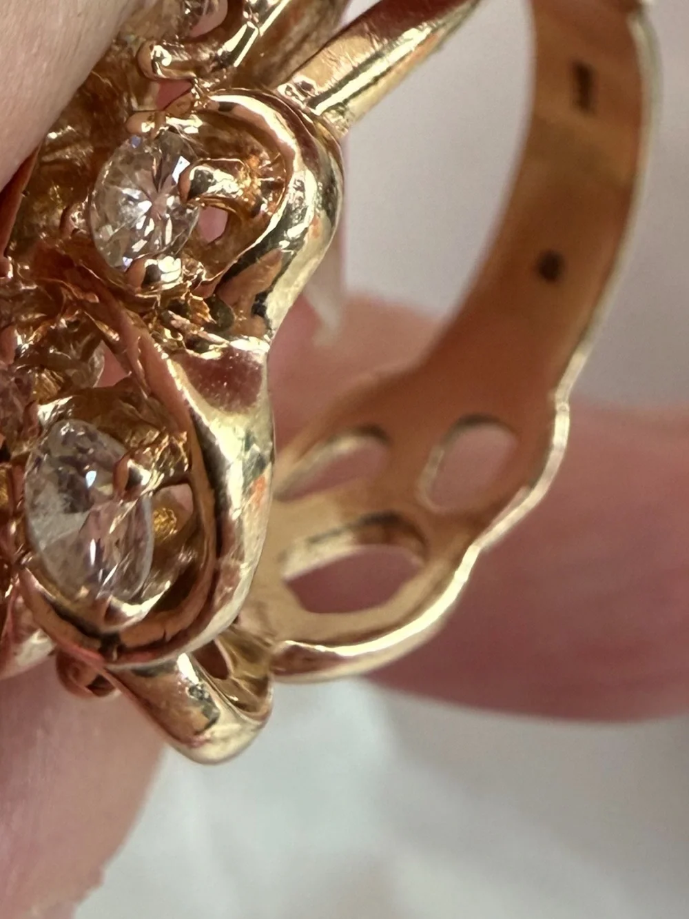 Gold Floral Cluster Ring with 8 Diamonds - Women's Gold Ring - Picture 6 of 6